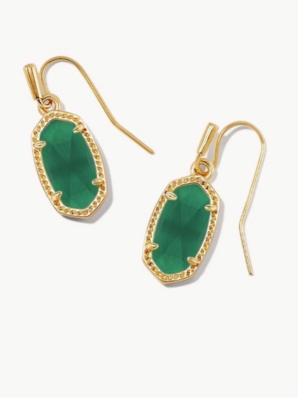 Kendra Scott Lee Earrings in Emerald & Gold